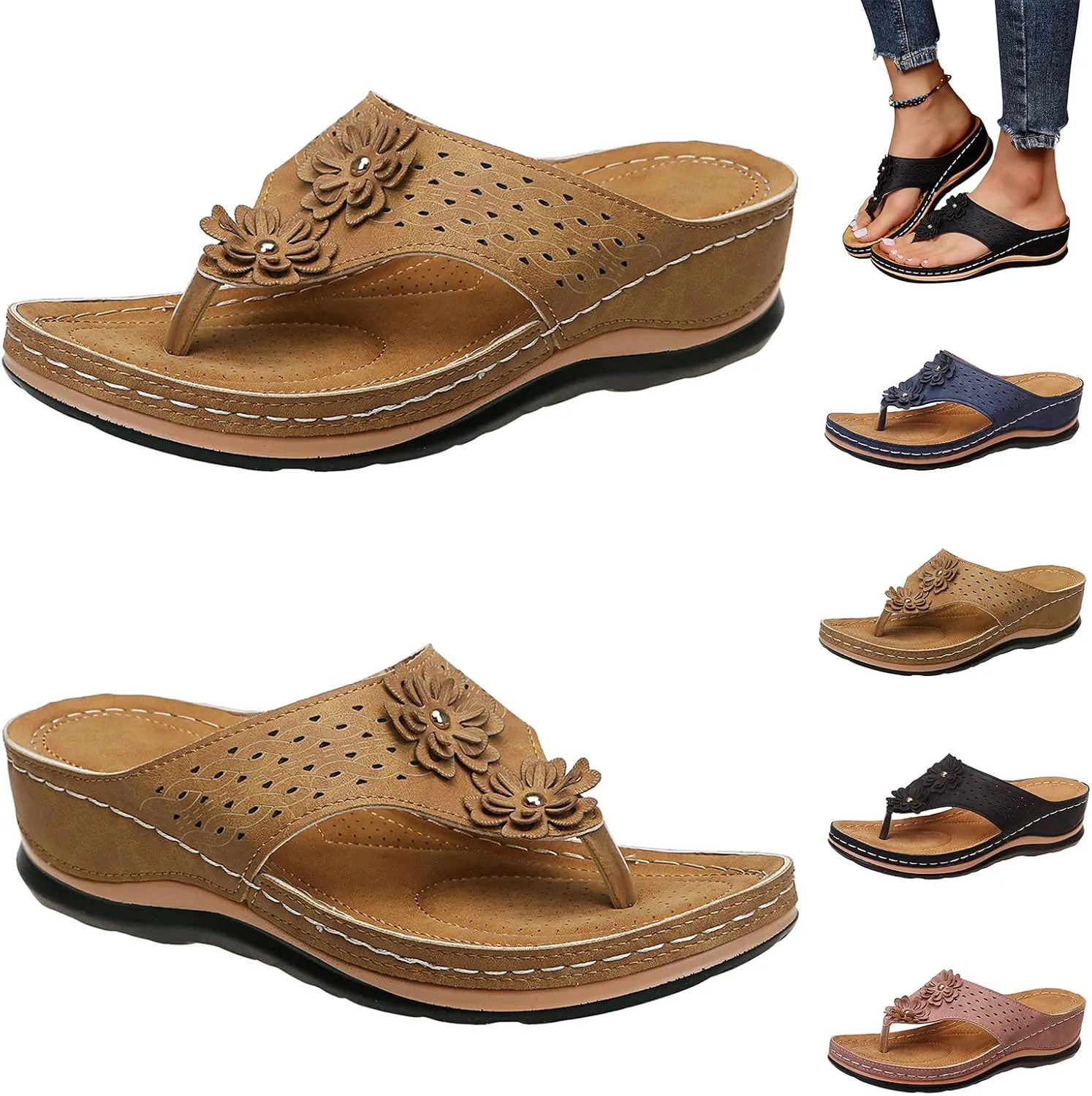 Flip Flops Women Comfortable Summer Beach Thong Sandals Flip Flop Slip on Lightweight Athletic Thong Sandals
