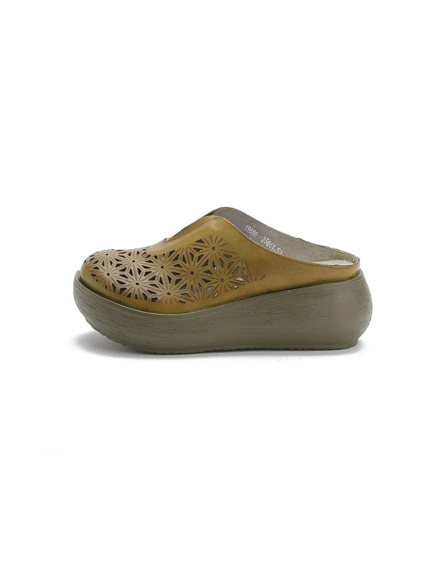 Handmade Retro Summer Hollow Wedge Slippers