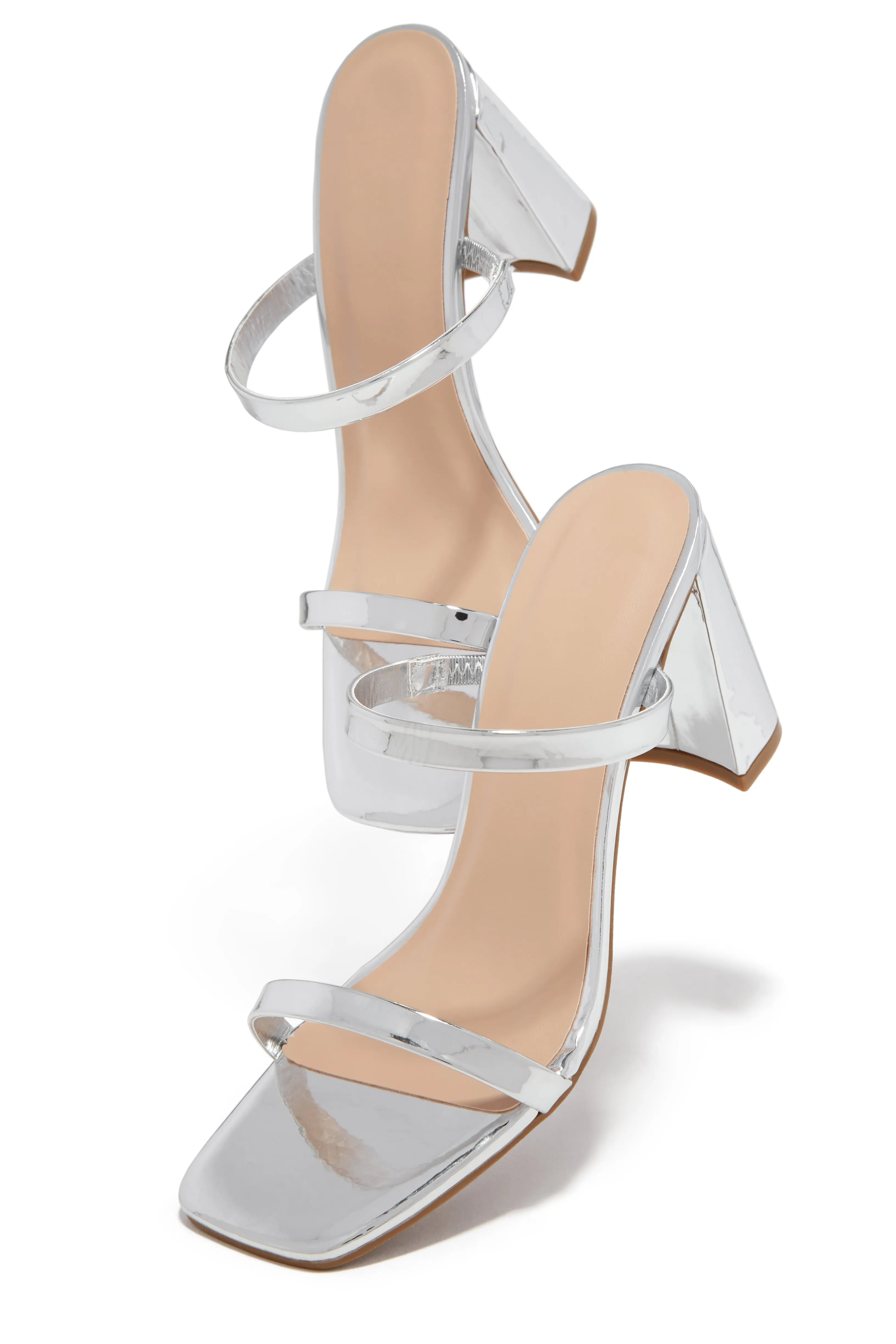 Jaynee Block Heel Mules - Silver