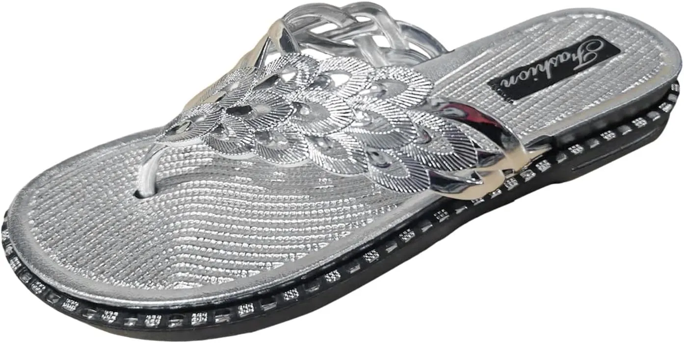 Ladies Summer Home Outdoor Beach Flip Flops Hollow Flat Bottom Toes Big Size Sandals Slippers Sports Flip Flops Beach Slippers