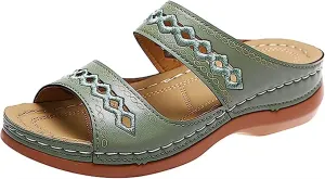 Lausiuoe Arch Support Sandals Women's Dressy Orthopedic Slides Slippers Comfort Orthotic Flip Flops for Plantar Fasciitis