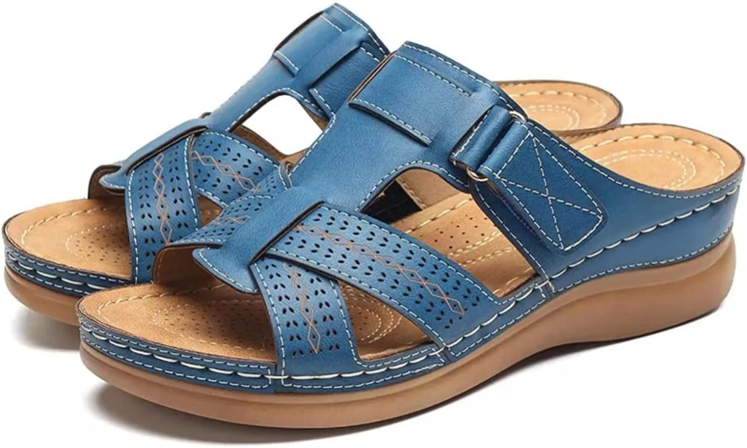 Lausiuoe Women Sandals Comfortable Dressy Summer Casual Orthopedic Slippers Flat Beach Orthotic Flip Flops With Arch Support