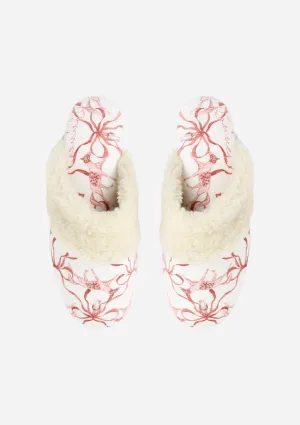 Lucky Ribbon Slippers | Red & White