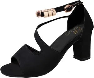 Prom Dress Sandals for Women Block Heel Open Toe Ankle Strap Sandals Elegant Evening Shoes Party formal Wear Wedding Shoes