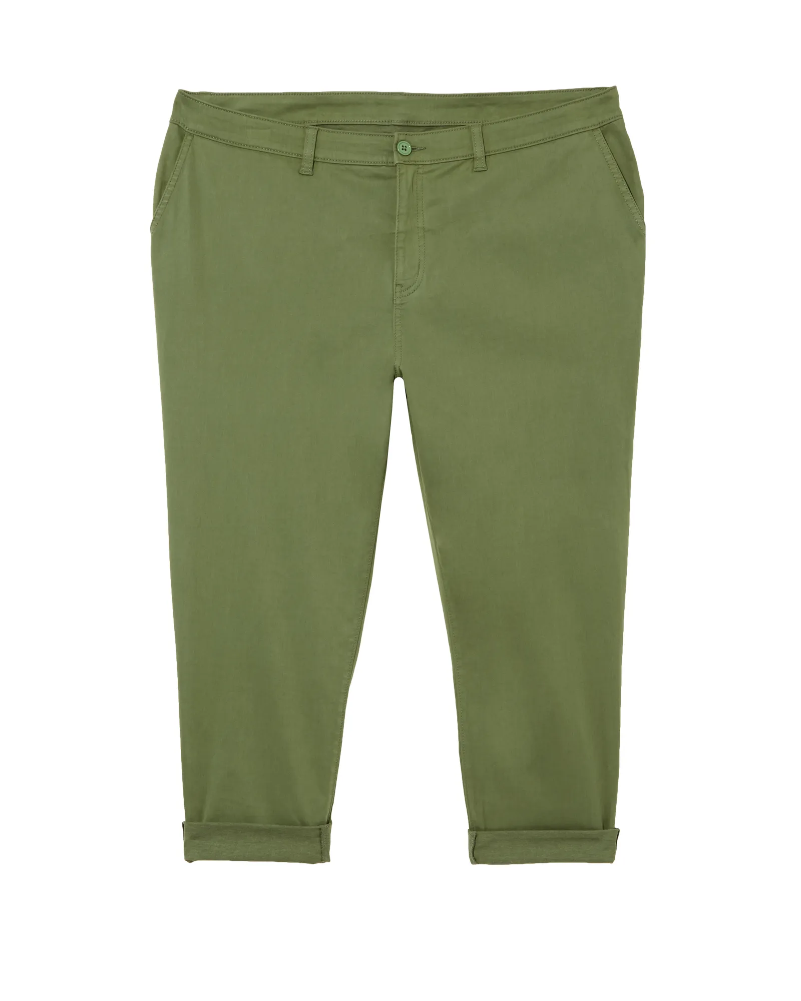 Reading Brushed Sateen Capri with Cuff | Olive Green