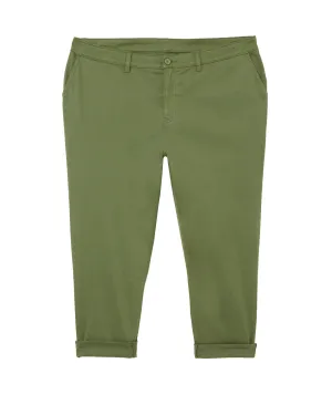 Reading Brushed Sateen Capri with Cuff | Olive Green