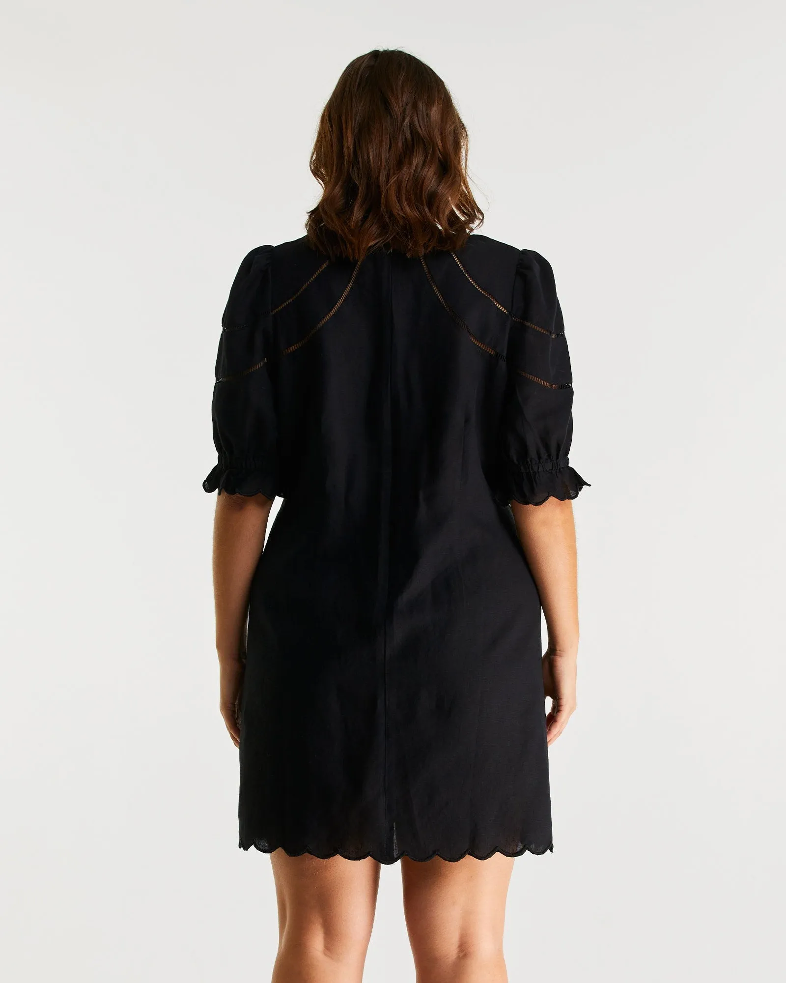 Rita Ladder Trim Dress | Black