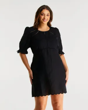 Rita Ladder Trim Dress | Black