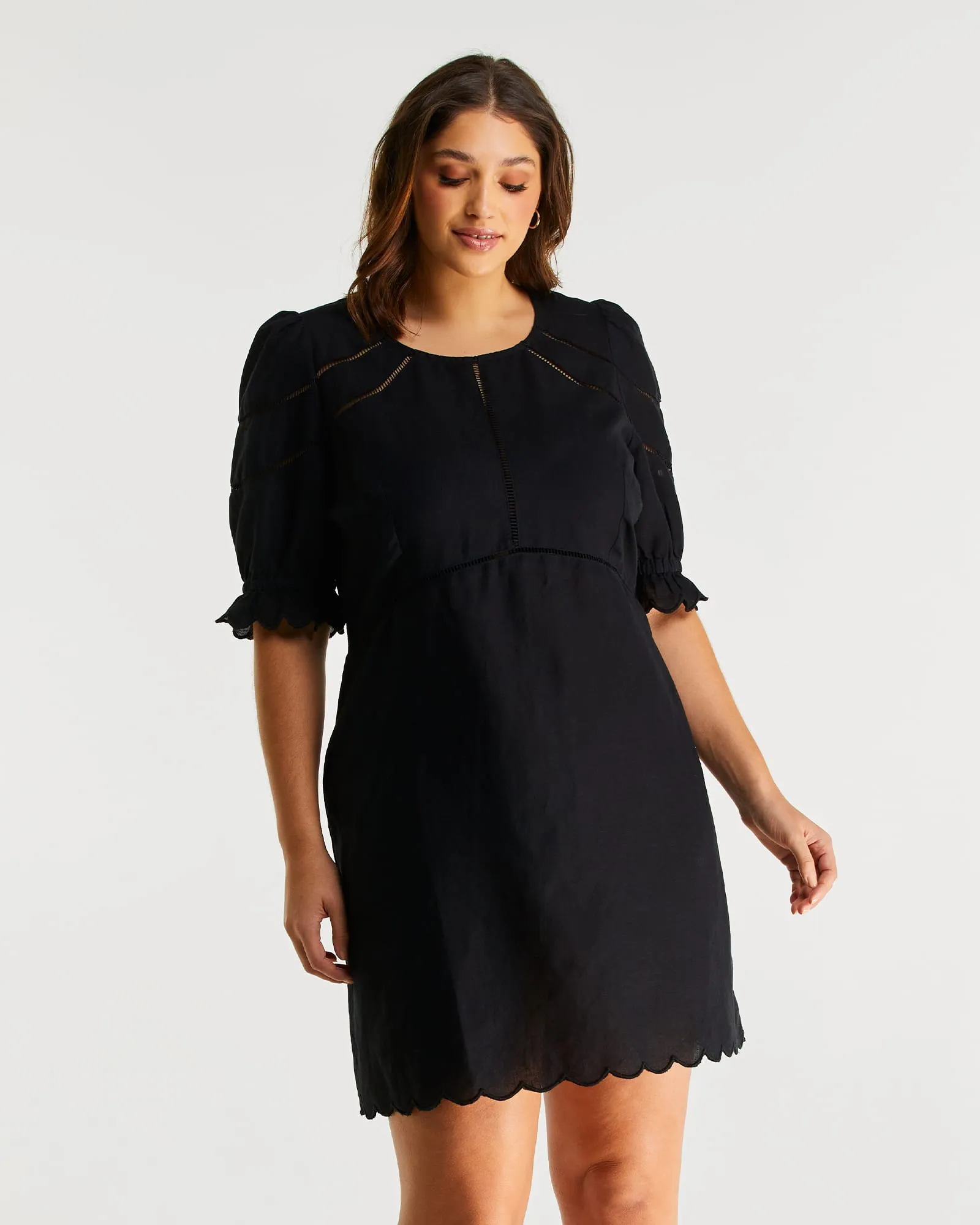 Rita Ladder Trim Dress | Black