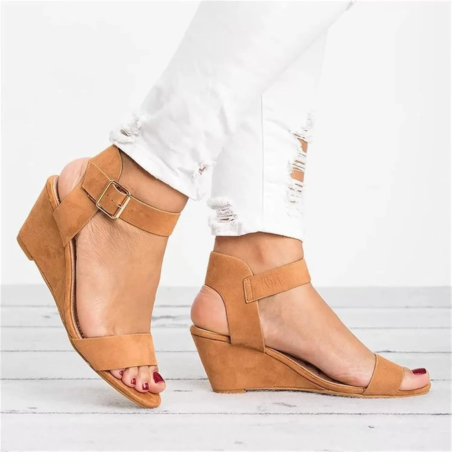 Sandals Women Comfortable Wedge Platform Sandals Ankle Strap Open Toe Boho Casual Dressy Summer Beach Dress Shoes