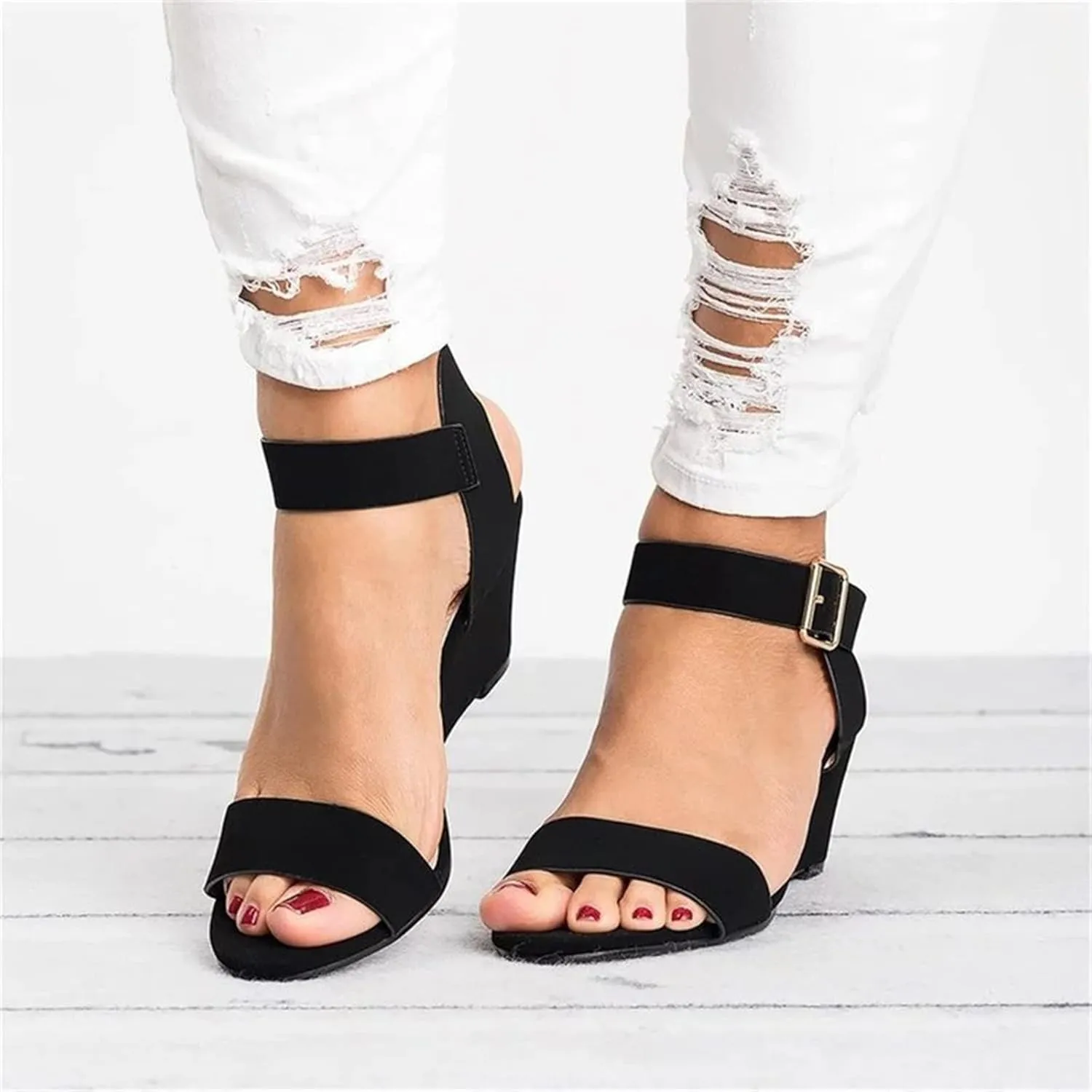 Sandals Women Comfortable Wedge Platform Sandals Ankle Strap Open Toe Boho Casual Dressy Summer Beach Dress Shoes