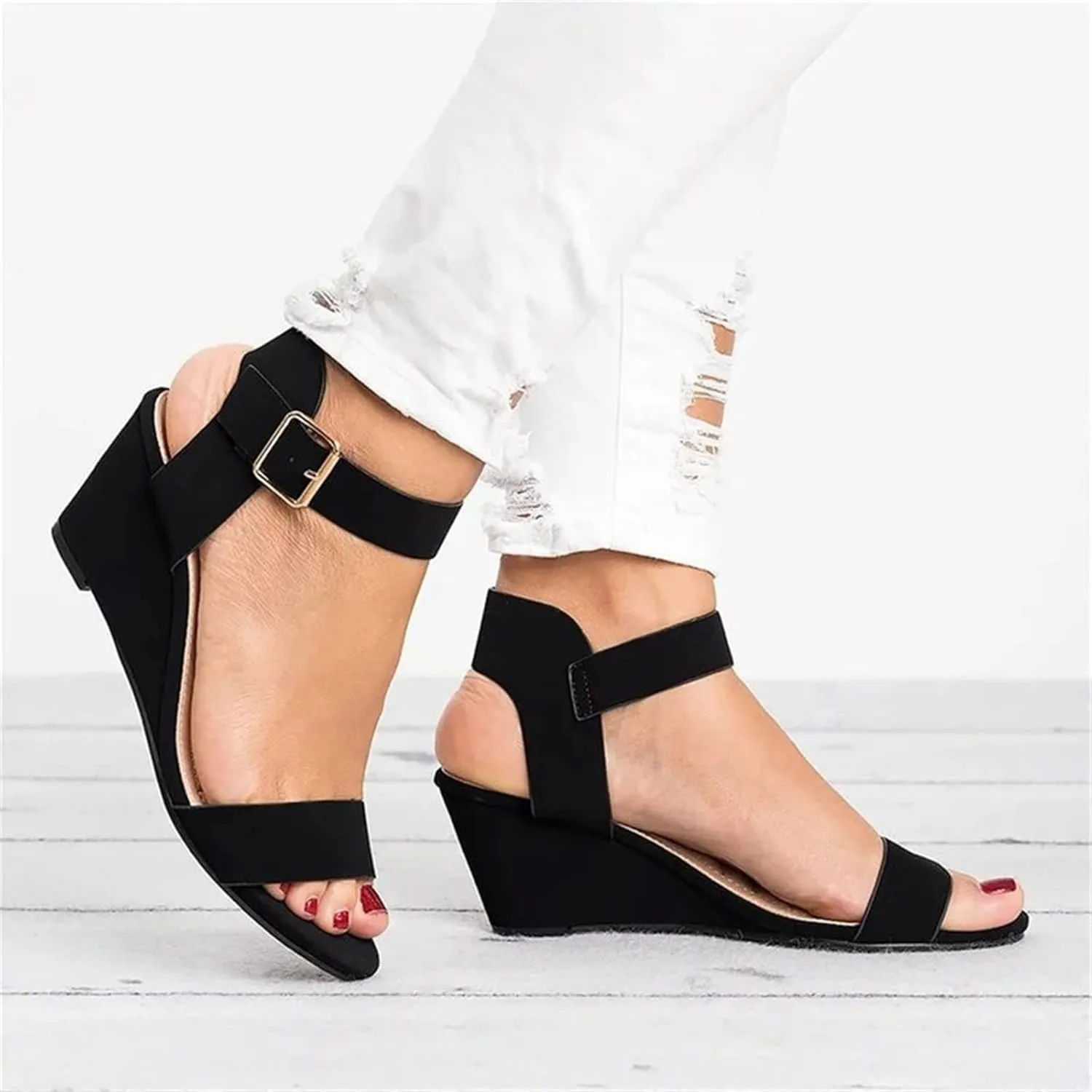 Sandals Women Comfortable Wedge Platform Sandals Ankle Strap Open Toe Boho Casual Dressy Summer Beach Dress Shoes