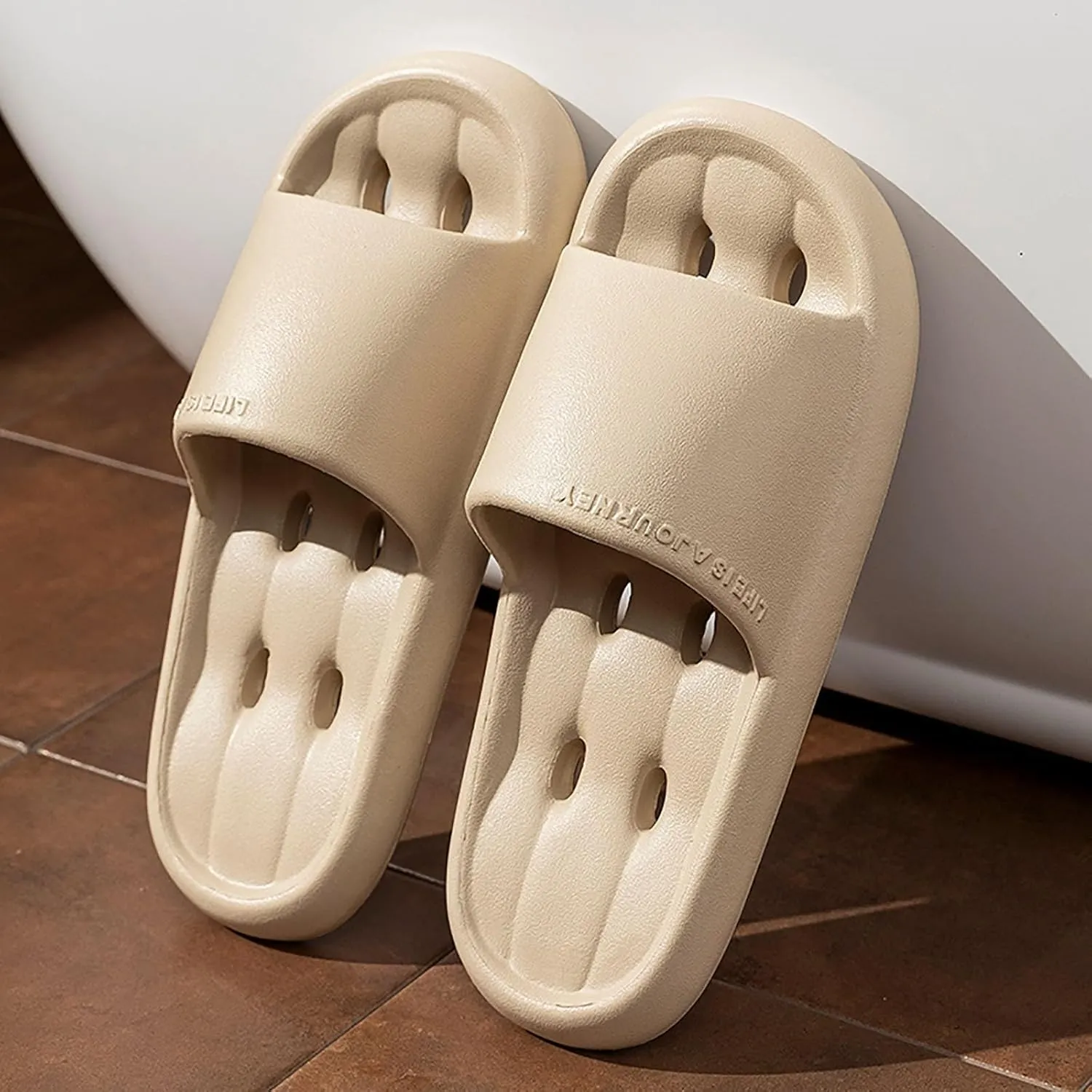 Shower Shoes for Women and Men Massage Pool Slides Soft Cushioned Slip Slides Slippers Fuzzy Arch Leopard Slippers