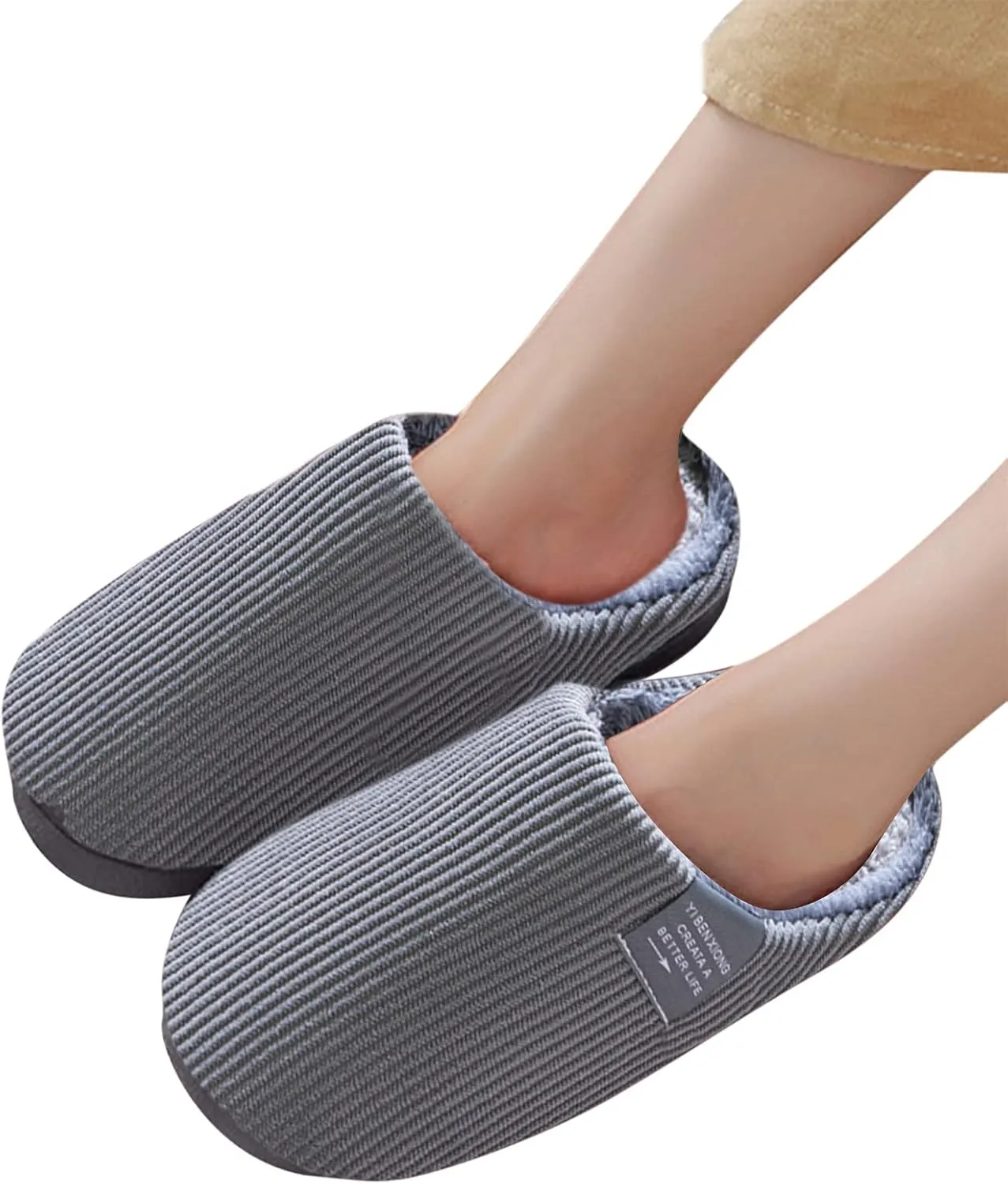 Soft Plush Slippers for Men Comfortable Memory Foam Slippers Fleece Lined Cotton Men Slippers Memory Foam Size 13