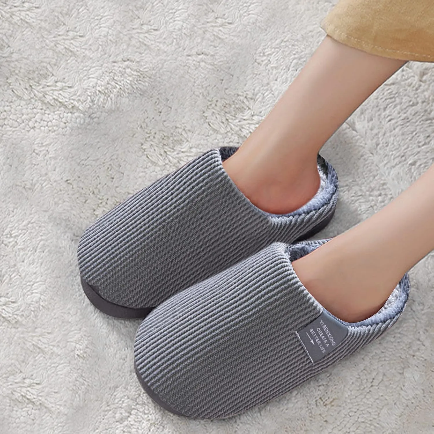 Soft Plush Slippers for Men Comfortable Memory Foam Slippers Fleece Lined Cotton Men Slippers Memory Foam Size 13