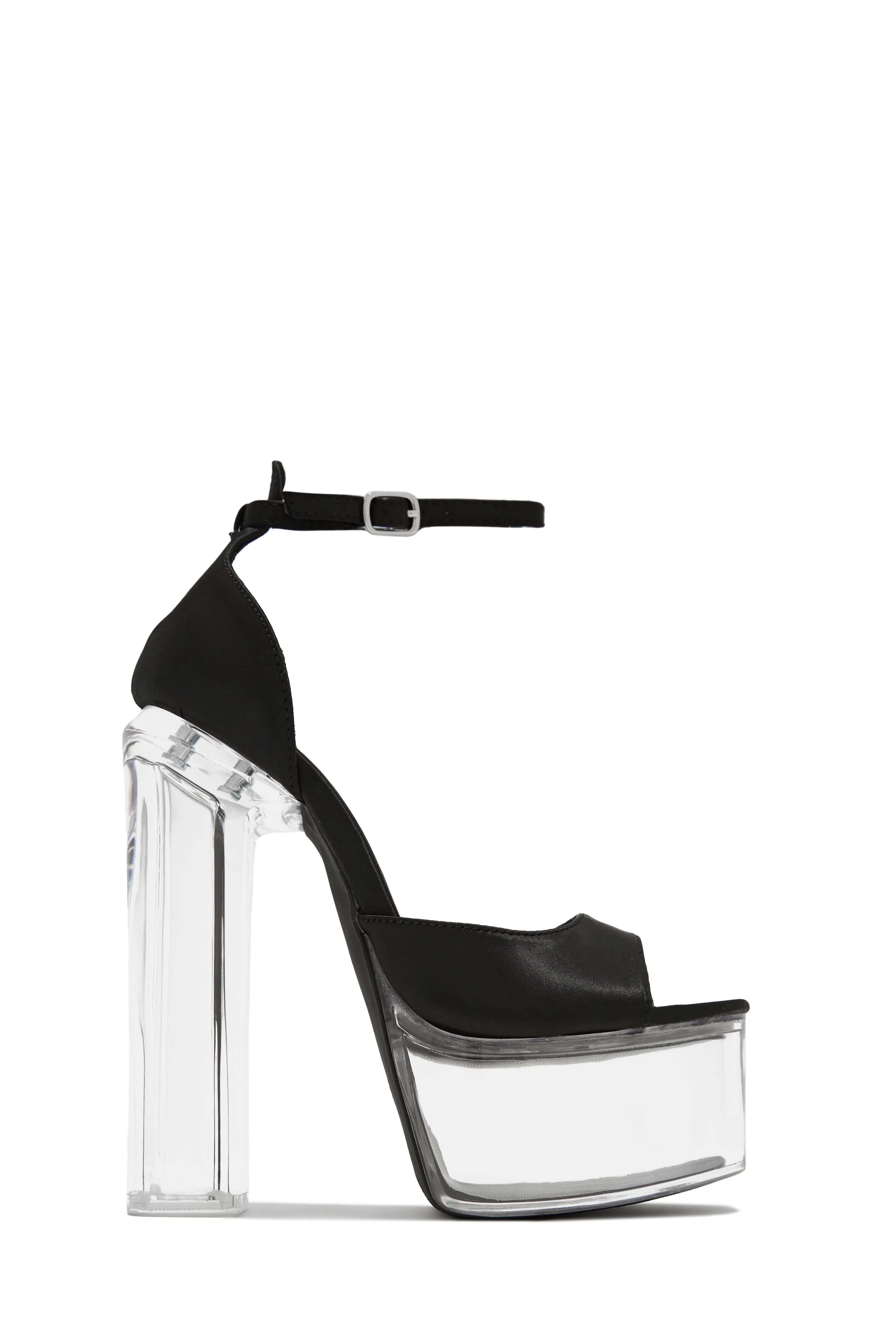 Nude Venus Clear Platform Block High Heel Sandals