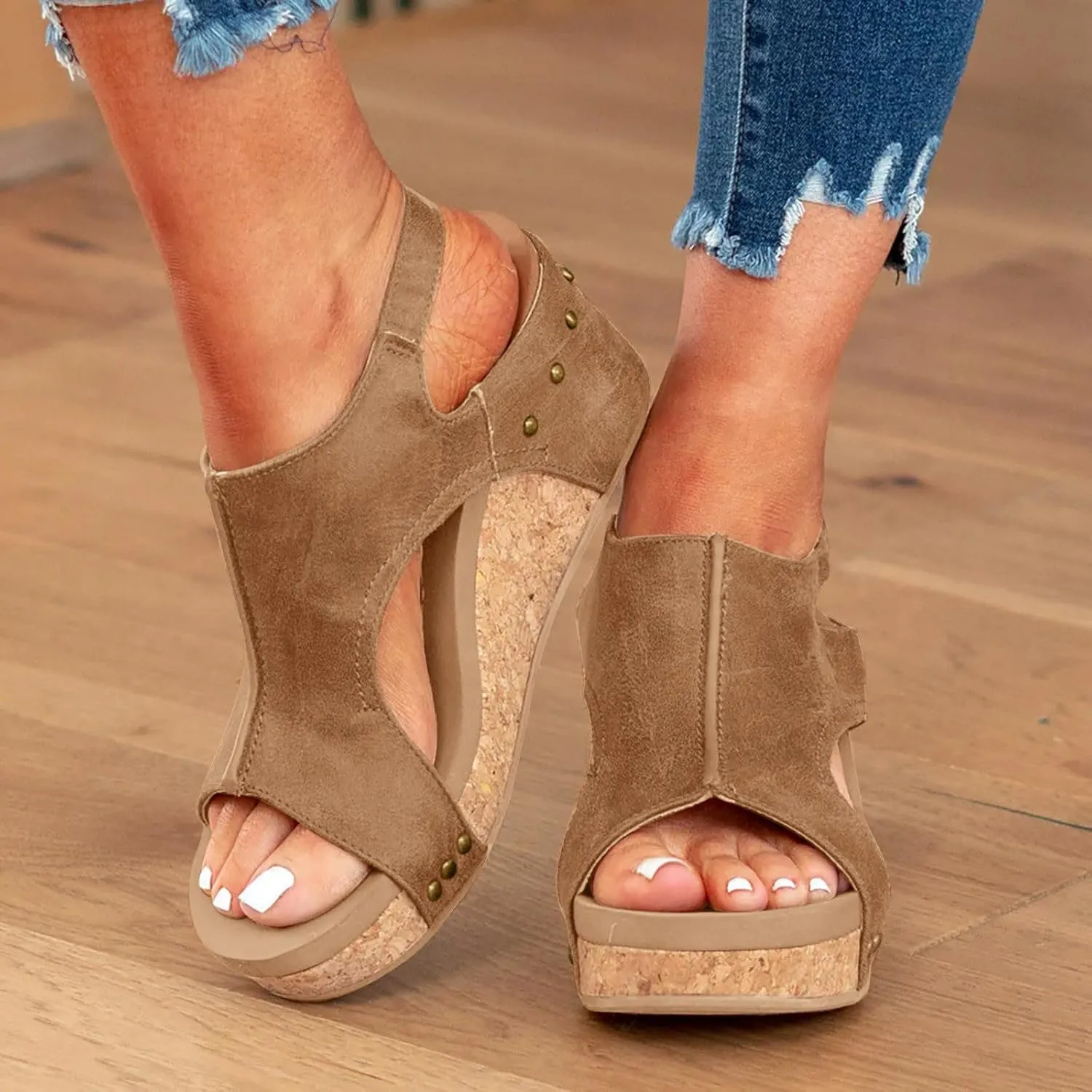 Wedge Sandals for Women 2025,Womens Dressy Summer Platform Sandals,Casual Wedges Heels Cork Walking Strappy Sandals Orthopedic Shoe