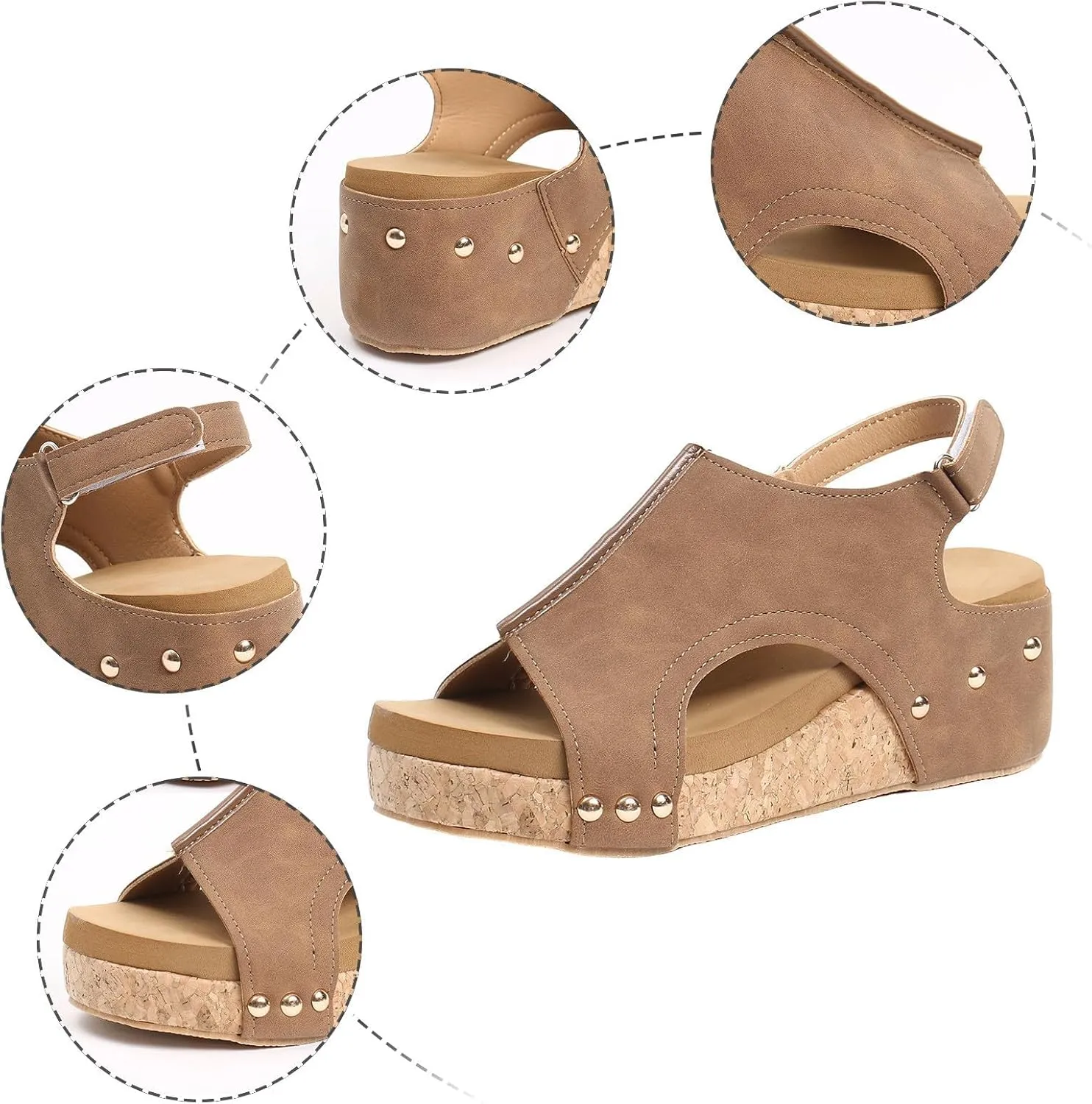 Wedge Sandals for Women 2025,Womens Dressy Summer Platform Sandals,Casual Wedges Heels Cork Walking Strappy Sandals Orthopedic Shoe