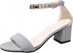 Women's Heeled Sandals Chunky Open Toe Ankle Strap Wedding Dress Pump Rounded Toe Block Heel Sandal For Part
