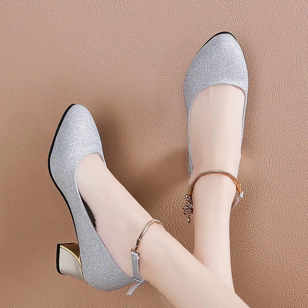 Women's Pumps Dress Shoes Heels Heels Toe Wedding Women's Solid High Chunky Fashion Shoes Work Round high