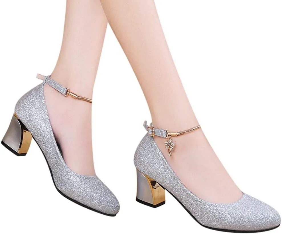 Women's Pumps Dress Shoes Heels Heels Toe Wedding Women's Solid High Chunky Fashion Shoes Work Round high