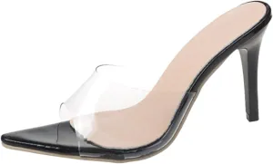 Women's Sandals Transparent Stiletto Heels Open Toe Mules Slip On Wedding Bridal Dress Shoes High Heel Sandals
