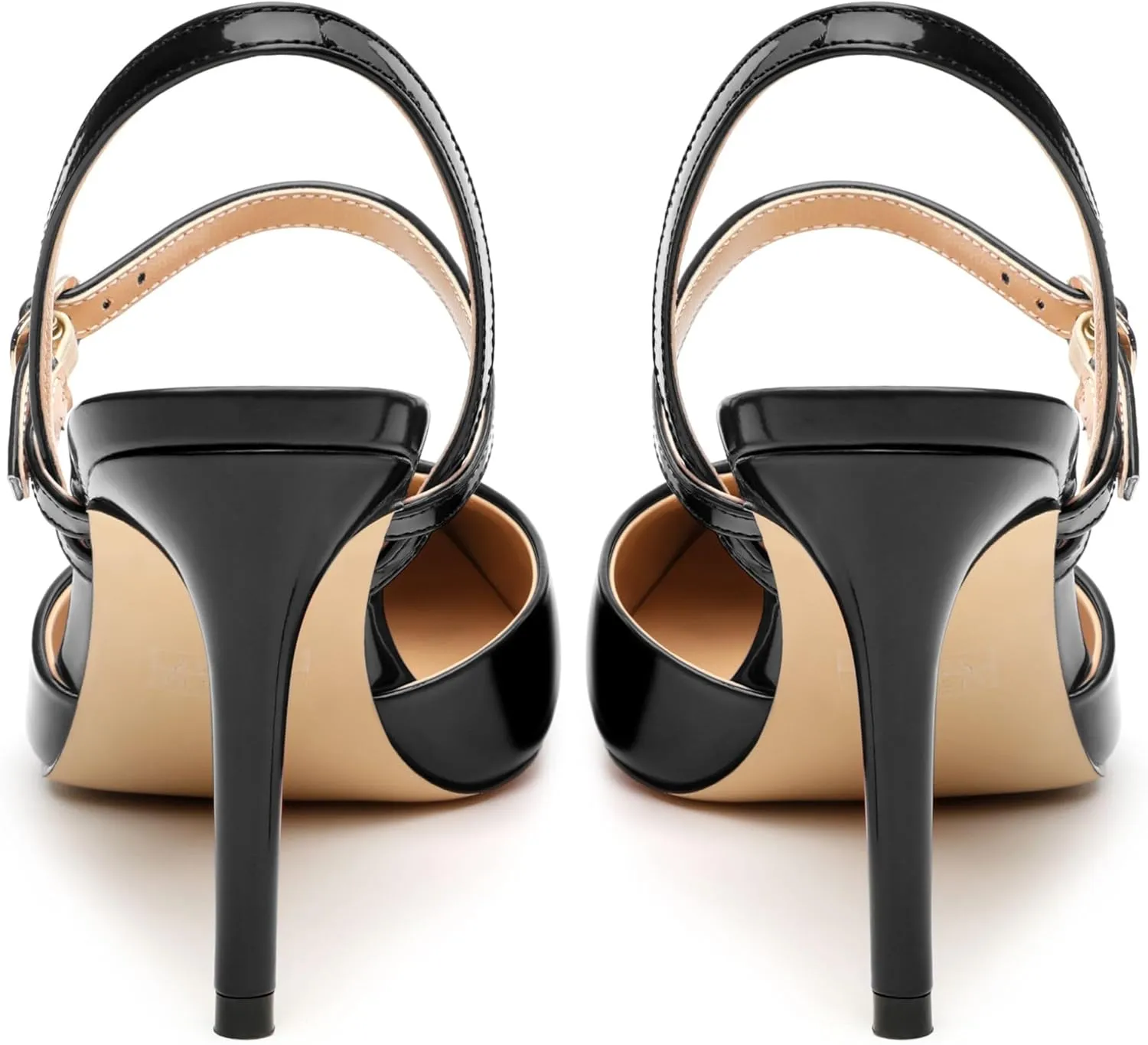 Women's Slingback Pumps, Pointed Toe Stiletto High Heels Ankle Strap Heeled Sandals Party Wedding Dress Shoes 3.35 Inch